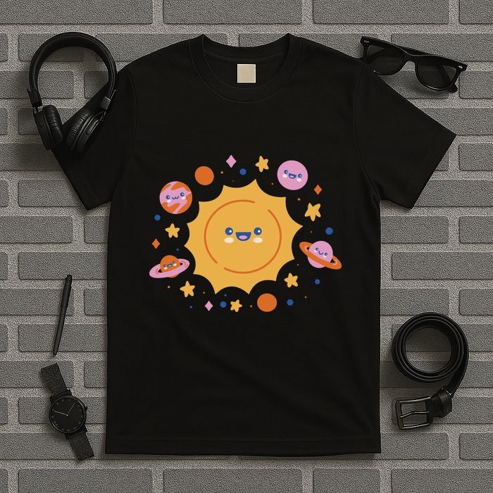 Solar System Cute Cartoon T-Shirt