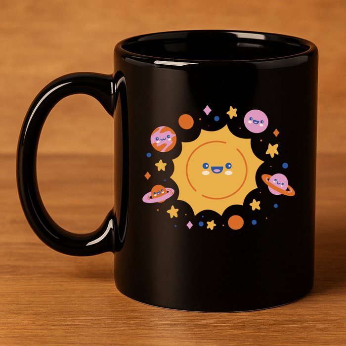 Solar System Cute Cartoon 11oz C Handle Ceramic Mug