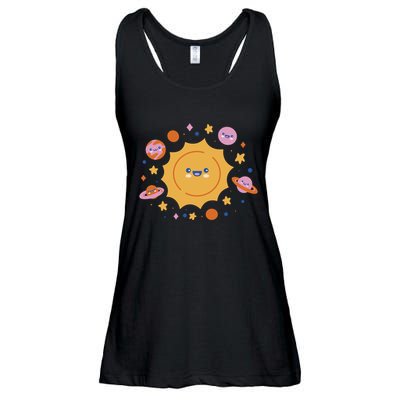 Solar System Cute Cartoon Ladies Essential Flowy Tank