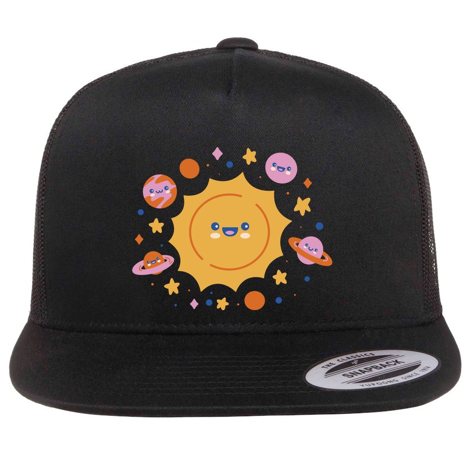 Solar System Cute Cartoon Flat Bill Trucker Hat