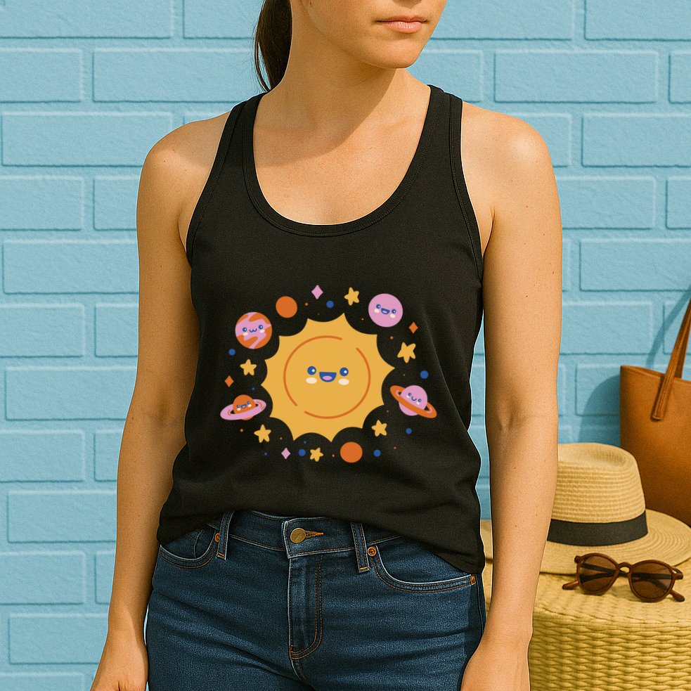 Solar System Cute Cartoon Womens Tank Top