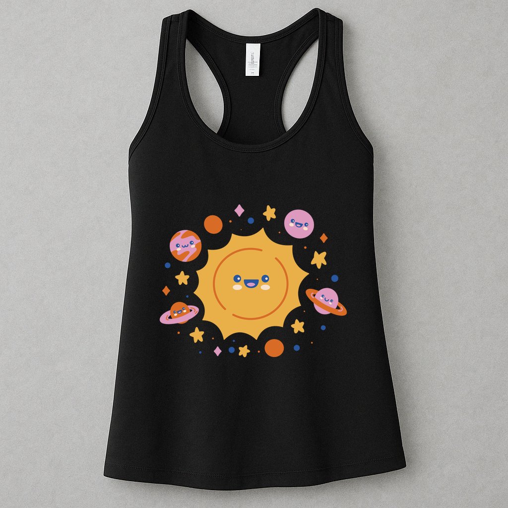 Solar System Cute Cartoon Womens Tank Top