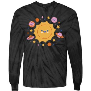 Solar System Cute Cartoon Tie-Dye Long Sleeve Shirt