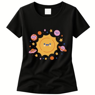 Solar System Cute Cartoon Womens T-Shirt