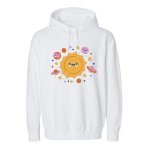 Solar System Cute Cartoon Garment-Dyed Fleece Hoodie