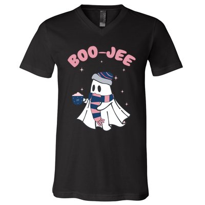 Spooky Season Cute Ghost Halloween Costume Boujee Boojee V-Neck T-Shirt