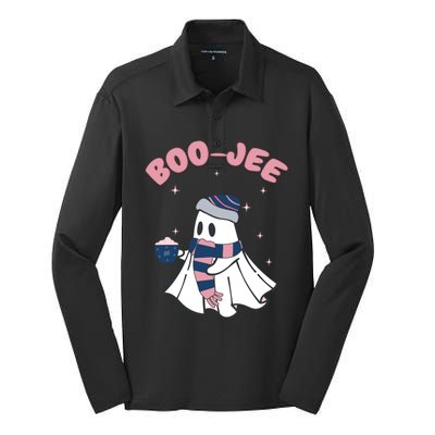 Spooky Season Cute Ghost Halloween Costume Boujee Boojee Silk Touch Performance Long Sleeve Polo