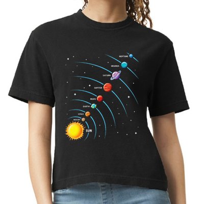 Solar System Colorful Space Planets Educational Comfort Colors Boxy T-Shirt