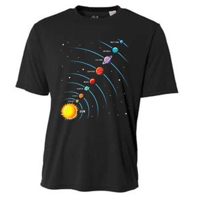 Solar System Colorful Space Planets Educational Cooling Performance Crew T-Shirt