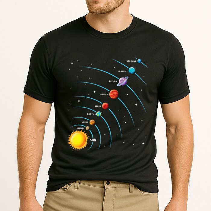 Solar System Colorful Space Planets Educational Performance Shirt