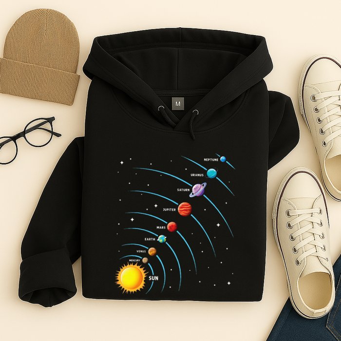 Solar System Colorful Space Planets Educational Hoodie