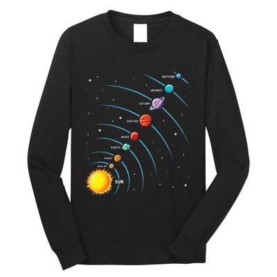 Solar System Colorful Space Planets Educational Long Sleeve Shirt