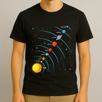 Solar System Colorful Space Planets Educational T-Shirt