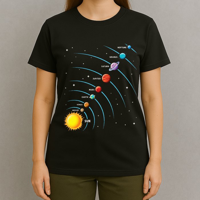 Solar System Colorful Space Planets Educational T-Shirt