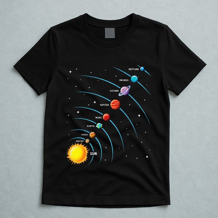 Solar System Colorful Space Planets Educational T-Shirt