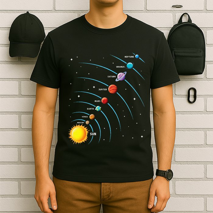 Solar System Colorful Space Planets Educational T-Shirt