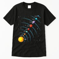 Solar System Colorful Space Planets Educational Tall T-Shirt