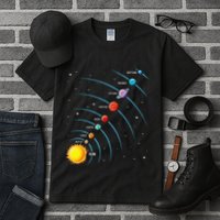 Solar System Colorful Space Planets Educational Tall T-Shirt