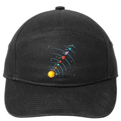 Solar System Colorful Space Planets Educational 7-Panel Snapback Hat