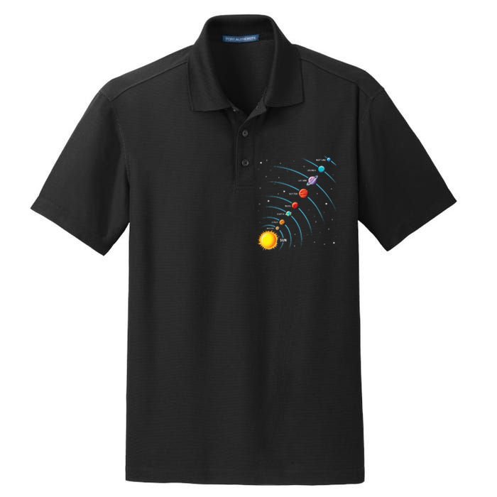 Solar System Colorful Space Planets Educational Dry Zone Grid Polo