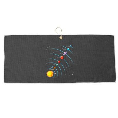 Solar System Colorful Space Planets Educational Large Microfiber Waffle Golf Towel