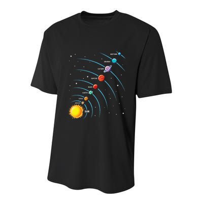 Solar System Colorful Space Planets Educational Youth Performance Sprint T-Shirt