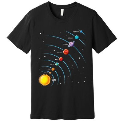 Solar System Colorful Space Planets Educational Premium T-Shirt