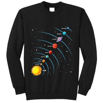 Solar System Colorful Space Planets Educational Tall Sweatshirt