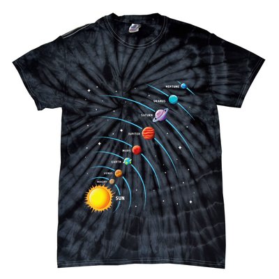 Solar System Colorful Space Planets Educational Tie-Dye T-Shirt
