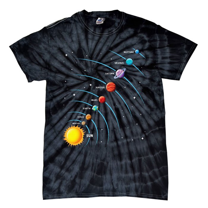 Solar System Colorful Space Planets Educational Tie-Dye T-Shirt