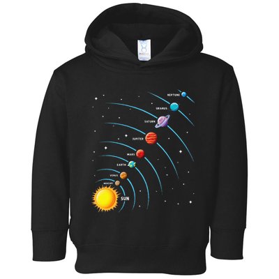 Solar System Colorful Space Planets Educational Toddler Hoodie
