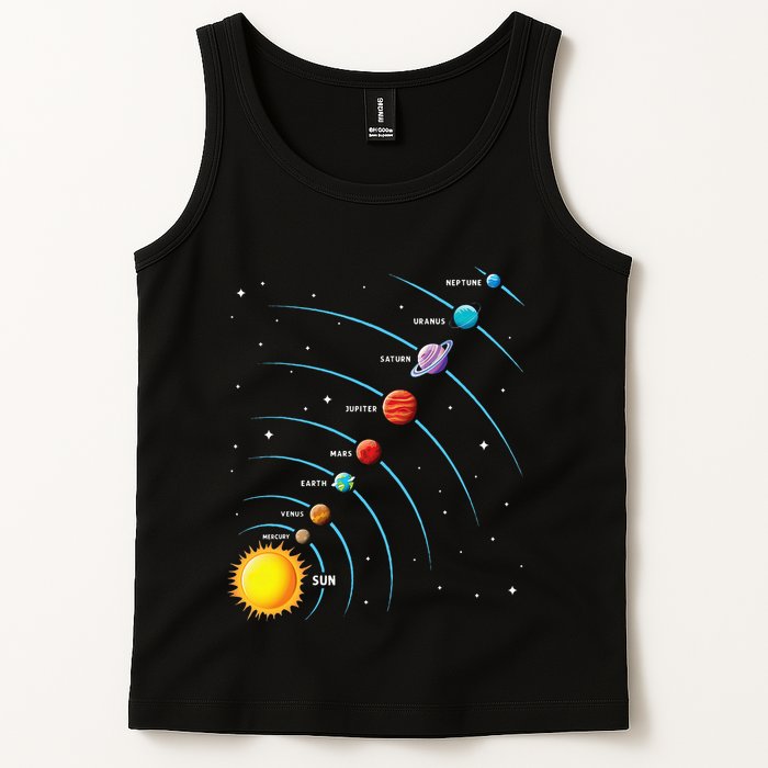 Solar System Colorful Space Planets Educational Tank Top