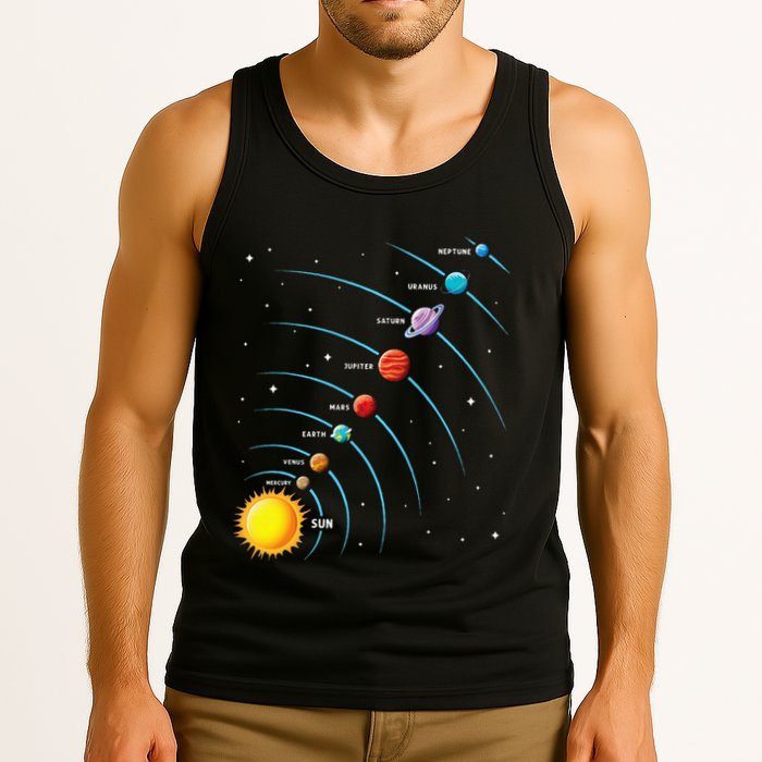 Solar System Colorful Space Planets Educational Tank Top