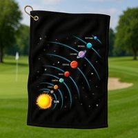 Solar System Colorful Space Planets Educational Golf Towel