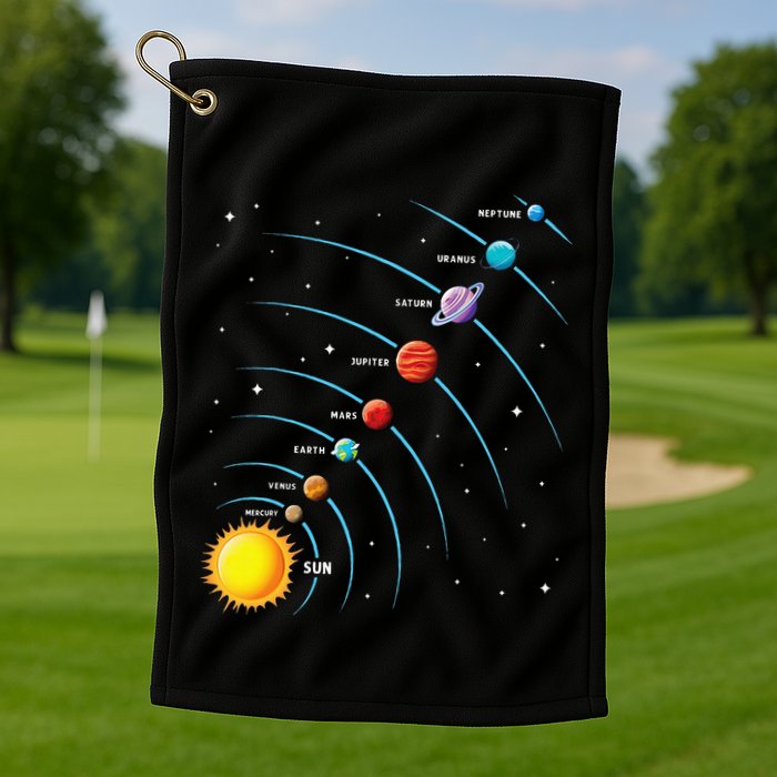 Solar System Colorful Space Planets Educational Golf Towel