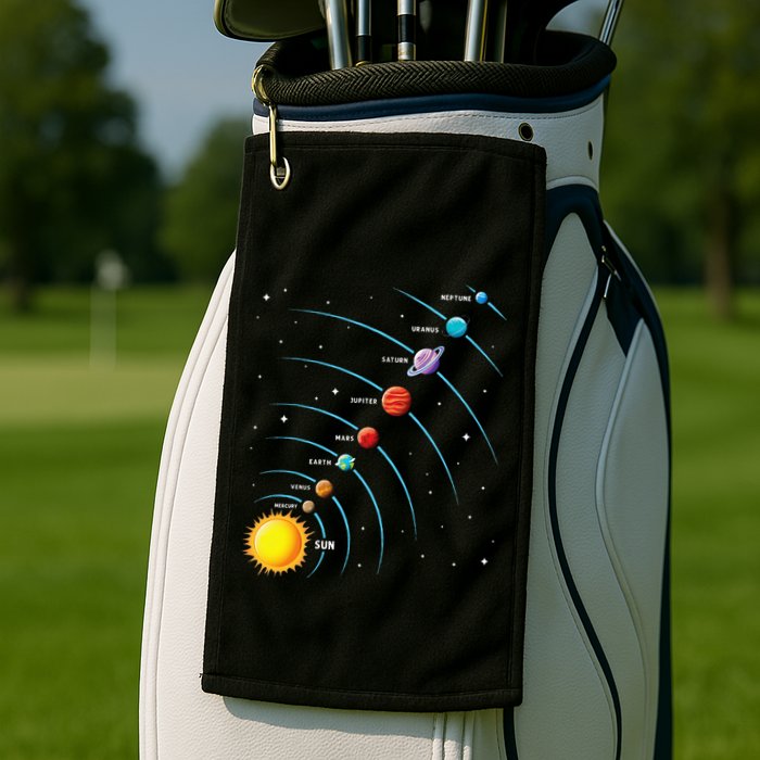 Solar System Colorful Space Planets Educational Golf Towel