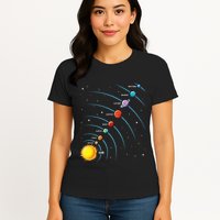 Solar System Colorful Space Planets Educational Womens T-Shirt