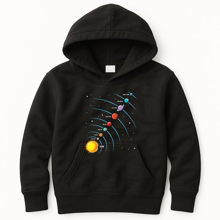 Solar System Colorful Space Planets Educational Kids Hoodie