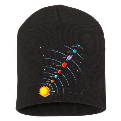 Solar System Colorful Space Planets Educational Short Acrylic Beanie