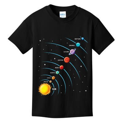 Solar System Colorful Space Planets Educational Kids T-Shirt