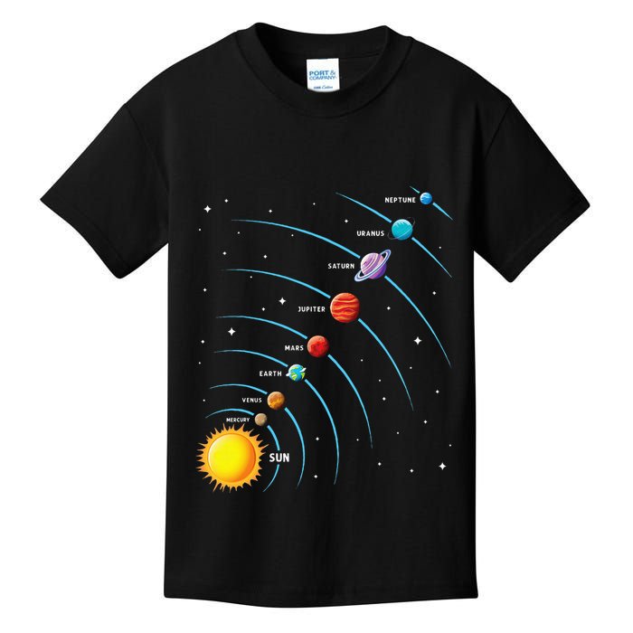 Solar System Colorful Space Planets Educational Kids T-Shirt