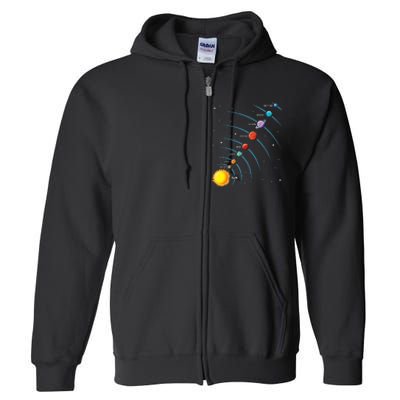 Solar System Colorful Space Planets Educational Full Zip Hoodie