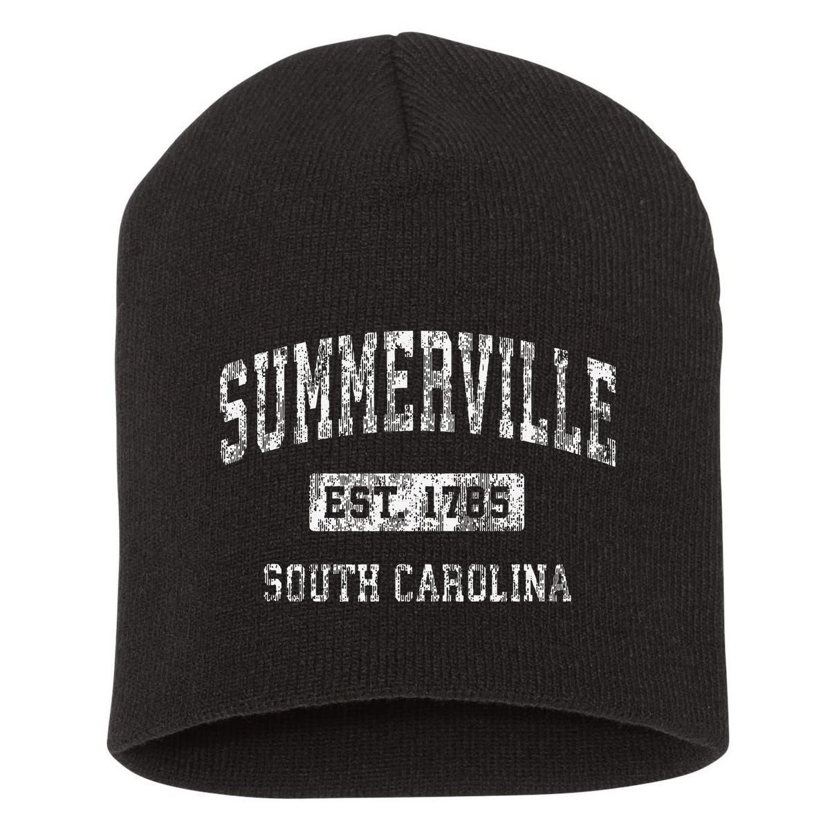 Summerville South Carolina Sc Vintage Established Short Acrylic Beanie