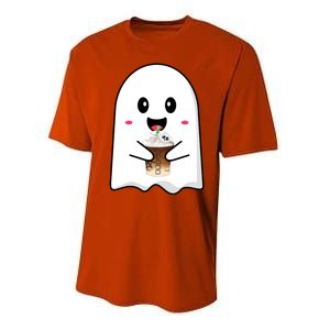 Spooky Season Cute Little Ghost Ice Coffee Halloween Tees Gift Performance Sprint T-Shirt