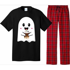 Spooky Season Cute Little Ghost Ice Coffee Halloween Tees Gift Pajama Set