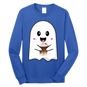 Spooky Season Cute Little Ghost Ice Coffee Halloween Tees Gift Long Sleeve Shirt