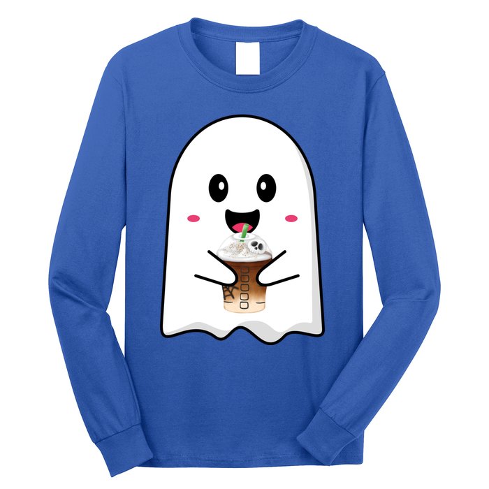 Spooky Season Cute Little Ghost Ice Coffee Halloween Tees Gift Long Sleeve Shirt