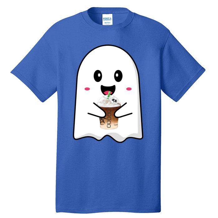 Spooky Season Cute Little Ghost Ice Coffee Halloween Tees Gift Tall T-Shirt