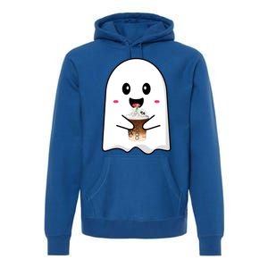 Spooky Season Cute Little Ghost Ice Coffee Halloween Tees Gift Premium Hoodie