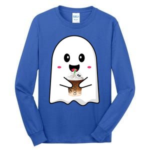 Spooky Season Cute Little Ghost Ice Coffee Halloween Tees Gift Tall Long Sleeve T-Shirt